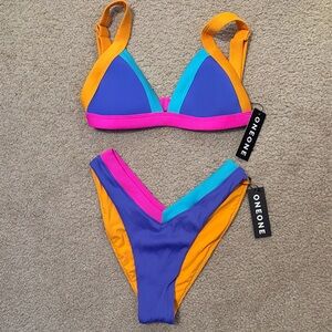One One Women's Vibrant Colorblock Bikini Set